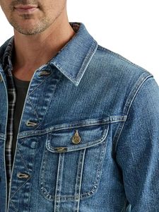 Veste en jean décontractée pour homme, style chemise à carreaux superposée, en coton délavé, coupe classique, fermeture boutonnée, style automne - Product Image 5