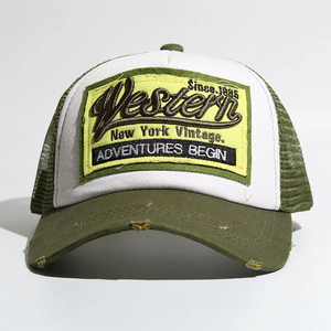 Casquette Western Trucker en toile avec logo brodé, ajustable, unisexe, style streetwear décontracté et sportif, 5 panneaux, respirante, toutes saisons - Product Image 2