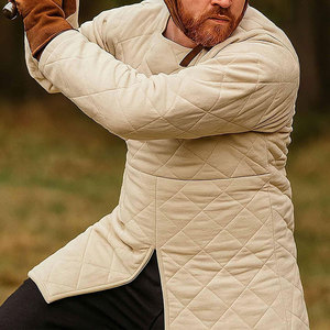 Natural Quilted Gambeson Medieval Padded Jacket Thick Cotton <b>Renaissance</b> Viking Costumes Reenactment Protective Doublet <b>Clothing</b> - Product Image 6