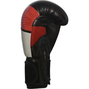 Gants de boxe en cuir cousus Vibe 14oz avec fermeture auto-agrippante au poignet, design effet gouttelettes, blanc, noir, rouge, équipement d'entraînement pour adulte, personnalisables - Product Image 5