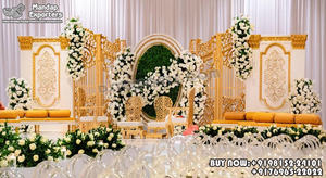 Elegant <b>Wedding</b> Open Style Mandap with White 3D Fiber <b>Frames</b> - Product Image 3