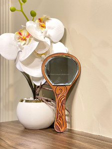 Best Seller 2024 Hand Made <b>Tooled</b> Embossed <b>Leather</b> Make up Table Mirrors New Western Rodeo Stylish Bridesmaid Special Gifts - Product Image 4