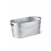 Seau à glace ovale galvanisé, bac à boissons, refroidisseur de boissons, seau à glace pour fêtes, seau en métal avec poignée pour bière, whisky, vin