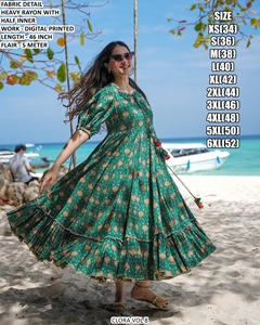 Vestido de Fiesta Largo hasta el Suelo, Moderno, de Rayón Natural con Bordado, Cómodo, Estilo Sunset Bloom, para Vacaciones - Product Image 4