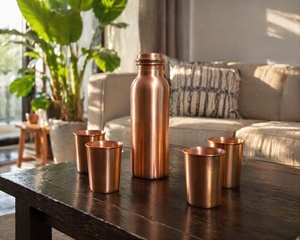 Bouteille en cuivre, bouteille en cuivre pur, bouteille en cuivre martelé, bouteille d'eau en cuivre, bouteille en cuivre ayurvédique, bouteille en cuivre faite à la main - Product Image 1
