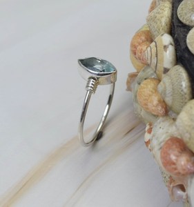 Natural Blue Topaz Faceted Marquise Shape Carved Gemstone Ring In 925 Sterling <b>Silver</b> Party Wear Fashion Ring For Women Handmade - Product Image 2
