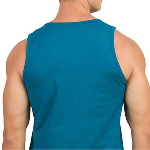 Camiseta sin mangas para hombre, color azul verdoso, de algodón transpirable, para gimnasio, entrenamiento, fitness, verano, informal. - Product Image 2