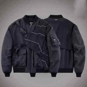 Unisex Streetwear <b>Techwear</b> <b>Jacket</b> Multi-Pocket Tactical Bomber Coat for Men and Women - Product Image 6