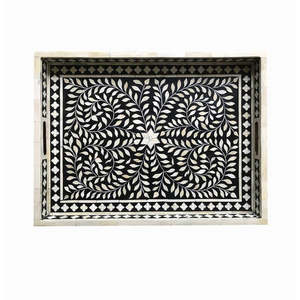 Elegant Bone Inlay Mother of Pearl Eco-Friendly Modern Luxury Dessert & <b>Chocolate</b> Serving Tray for Ramadan Wedding at Low Price - Product Image 1