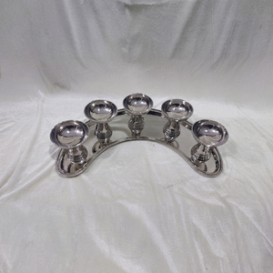 Bandeja de Servir Curva de Metal Plateado, Juego de Cinco Tazones con Base, Utensilios de Cocina, Artesanía, Centro de Mesa Decorativo Moderno, Regalo para Condimentos - Product Image 1