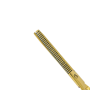 Ciseaux professionnels de désépaississement de cheveux de 6 pouces, dorés, à pointe arrondie, faible MOQ, en acier japonais, avec manche, OEM - Product Image 3
