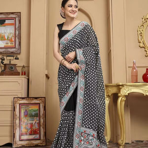 ผ้าส่าหรีแบบเส้นใยผ้าแพรบริสุทธิ์เนื้อนุ่มออกแบบล่าสุด - Product Image 1