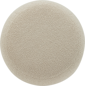 Modern Brown Beige Fabric Pouf Ottoman with Cocoa Malaysian Oak Legs Mid Century Rustic Footstool for Modern Apartment - Product Image 2