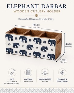 Porte-couverts en bois Royal Elephant Mangowood, organisateur de rangement pour ustensiles de comptoir, pour couverts, fourchettes, cuillères, spatules - Product Image 4