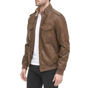 Veste en cuir de mouton et toile pour homme sur mesure, haute qualité, col montant, imperméable, réversible, respirante, écologique, streetwear - Product Image 4