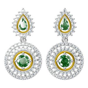 Juego de Collar y Aretes de Plata Esterlina 925 con Baño de Oro Rosa, Joyería Moderna con Circonita Cúbica Verde, Hecho a Mano, Venta al Por Mayor - Product Image 1