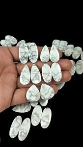 Pierre d'howlite naturelle blanche polie en cabochon, vente en gros, pierres précieuses en vrac pour la fabrication de bijoux - Product Image 2