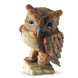 Figurine d'hibou en onyx sculpté sur mesure, matériau en pierre, style animal, haute qualité, différentes tailles, décoration, cadeau - Product Image 1