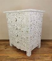 Armoire en bois de style moderne fait à la main avec incrustation d'os indien pour chambre à coucher maison hôtel accessoire décoratif tiroir Table meubles de maison