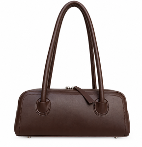 Bolso de Hombro Tipo Bowler Vintage de Cuero PU Marrón con Correa Ajustable y Cierre de Cremallera para Compras Diarias, Viajes y Uso al Aire Libre - Product Image 1