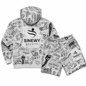 ชุดวอร์ม SINEWY SPORTS แบบ unisex มีฮู้ด ซิป แขนยาว พิมพ์ลายการ์ตูน สไตล์สตรีทแวร์ เสื้อสเวตเชิ้ต กางเกงขาสั้น ระบายอากาศได้ดี น้ำหนักปานกลาง - Product Image 2