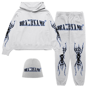Conjunto de Sudadera con Capucha y Pantalones Jogger de Forro Polar Oversize Vintage para Hombre, Estilo Urbano Desgastado, Chándal con Logotipo Personalizado, Gorro y Atuendo de Invierno - Product Image 1
