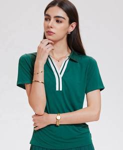 Vente en gros de t-shirts décontractés en maille Oxford pour femmes, manches courtes, golf, tennis, pickleball - Product Image 5