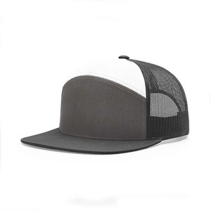 Unisex Mesh Trucker Hat 6-Panel Adjustable Breathable Casual Spring Summer Adult Flat Brim Contrast Color 100% Acrylic - Product Image 1
