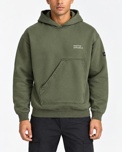 ONETEN APPARELS Sudadera con Capucha Verde Oliva para Hombre, Corte Regular, Algodón French Terry, con Bolsillo, Estilo Casual para Otoño - Product Image 1