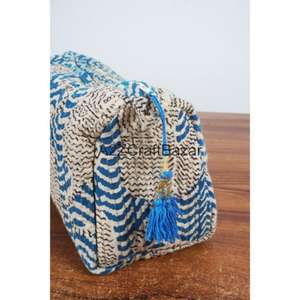 Ensemble de trousses de voyage durables en coton à motif pompon avec fermeture éclair - Écologiques, réutilisables, petite taille, pour rangement de maquillage - Product Image 5