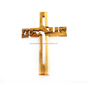 Cruz de madera hecha a mano con acabado de pulido de madera natural Letras Diseño de impresión Excelente calidad para Iglesia Precio al por mayor - Product Image 3