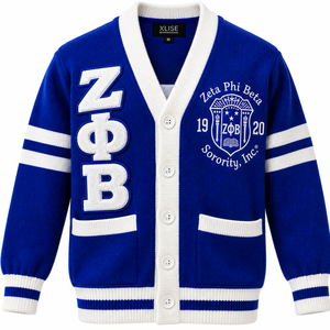 Pull cardigan fin en acrylique pour femme Zeta Phi Beta, col en V, broderie universitaire de la sororité grecque, séchage rapide, personnalisable OEM - Product Image 2