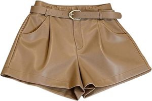 Pantalones Cortos de Piel Sintética para Mujer, a la Moda, con Logotipo Personalizado OEM, Shorts de Cuero PU para Marcas de Ropa de Moda - Product Image 4