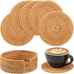 Ensemble de sous-verres en rotin naturel, vente en gros, sous-verres tissés à la main, vaisselle écologique, décoration de la maison, directement de l'usine - Product Image 2