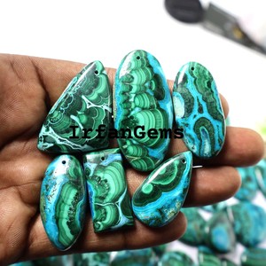 Cabujón de crisocola de malaquita. Diseñador ~ Natural verde azul malaquita crisocola piedra preciosa. Crisocola malaquita para joyería. - Product Image 4
