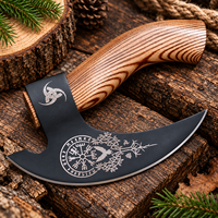 Hache à pizza viking forgée à la main en acier inoxydable, coupe-pizza de style hachelette, outil de cuisine unique, cadeau artisanal pour lui, bois d'olivier