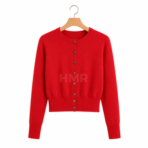 HMR Sisterhood Sorority Cardigan en acrylique rouge tricoté à manches longues, col rond, boutonné devant, décontracté, chaud pour l'hiver - Product Image 5