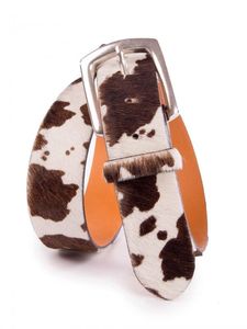 FAZMAX <b>Vintage</b> Cowhide Animal Print Casual <b>Belt</b> with Silver Rectangular Pin Buckle - Product Image 2