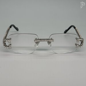 Gafas de sol de lujo de plata con diamantes de moissanita VVS, con puente y adornos, para un estilo moderno y unisex de hip hop. - Product Image 1