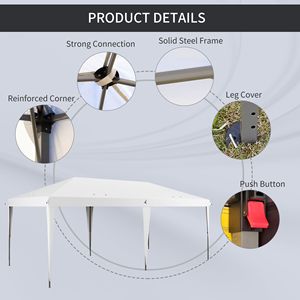 10x20 White Outdoor Gazebo Pop-Up <b>Canopy</b> Portable Party <b>Tent</b> with Carry Bag for Weddings & Parties - Product Image 5