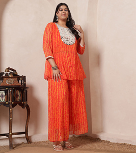 Conjunto DEEBACO para Mujer, Casual, Floral, de Gasa, Top Largo hasta el Tobillo y Sharara con Dupatta, Conjunto Coordinado, Elegante y a la Moda - Product Image 3