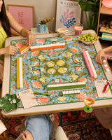 Tapis de table de mahjong et de poker américain doux, design original Lucky Tiles, motif floral moderne et luxueux, 33x33 pouces