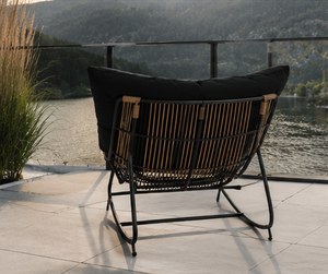 Fauteuil de salon d'extérieur, canapé à bascule en osier, siège d'appoint rembourré, mobilier de balcon - Product Image 3