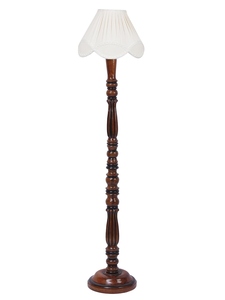 Lámpara de pie vintage de algodón color crudo, 54 pulgadas de altura, venta al por mayor, fabricante de lámparas de pie con base de madera personalizada, OEM ODM - Product Image 1