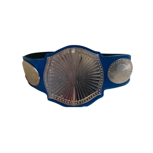 Ceinture de champion bleue personnalisable, ceinture de lutte en cuir de qualité supérieure avec plaques argentées, objet de collection de haute qualité - Product Image 1