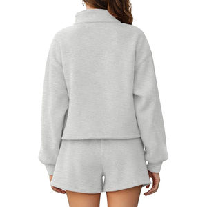 Conjunto de dos piezas de sudadera con capucha y pantalones cortos para mujer, con estampado personalizado, conjunto de 2 piezas de algodón, conjuntos casuales para mujer al por mayor - Product Image 6