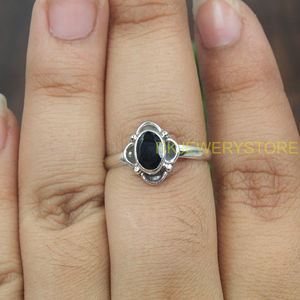 Bague en Onyx Noir Naturel, Pierre Précieuse, Argent Sterling 925, Cabochon Ovale, Faite à la Main, Bijoux pour Femmes et Hommes, Fournisseur en Gros pour Elle - Product Image 5