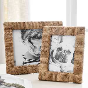 Marco de Fotos de Madera de Ratán de Diseño Especial con Rejilla Metálica, Marcos Decorativos para Colgar en la Pared, para Decoración del Hogar - Product Image 1