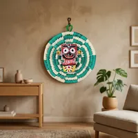 Panier en herbe tressé à la main SSD Market avec garniture festive et poignée, rangement rond élégant et écologique d'Orissa