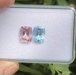 Aigue-marine naturelle et morganite 6,55 carats, pierres précieuses taillées en coussin de 11x8 mm pour la fabrication de bijoux fins et de boucles d'oreilles - Product Image 3